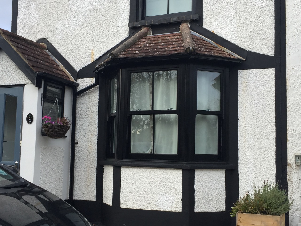 black sliding sash